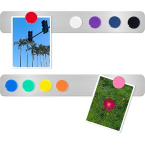 Magnetic Board Frameless Stainless Iron Board Metal Strips, Magnet Bulletin Board Magnetic Strips with Adhesive Backing Memo Magnet Board Bar with 10 Colorful Magnet for Home Office School,4PCS