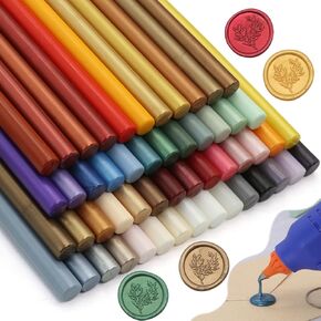 52 Pcs Glue Gun Wax Seal Sticks Mixed Colors, Andotopee Sealing Wax Sticks for Wax Seal Stamp, Premium Mini Glue Wax Sticks Gold Green Red Black Assorted Colors for Envelope Seal Craft (52 Colors)