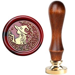 Magic Witch Wax Seal Stamp,Witch Girl Sealing Wax Stamp for Halloween Christmas Invitations Letter Envelope Cards Crafts Gift Package Decoration