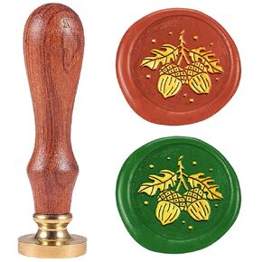 Pumpkin Wax Seal Stamp 1" Removable Brass Seal Head with Wooden Handle Vintage Embossed Letter Sealing Wax Stamp for Thanksgiving Invitations Party Envelope Festival Gift Packag Decor