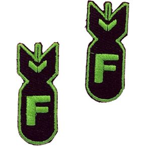 F Bomb Morale Patches – Set of 2 Embroidered Iron-On Flag Sew On Patch Applique (Neon Green on Black, 1"x 2")