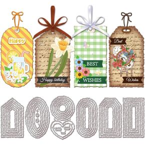 GLOBLELAND Irregular Edge Label Bookmark Cutting Dies for Card Making Label Frame Die Cuts Carbon Steel Embossing Stencils Template for DIY Scrapbooking Album Craft Decor