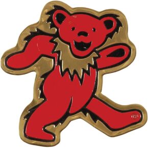 Grateful Dead Bear Metal Sticker, Gold, 3cm