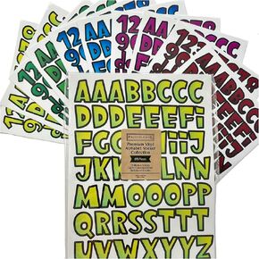 690 Piece Comic Book Superhero Pop Art Alphabet Stickers - 1.3" Tall Bold Letters, Numbers, and Symbols - Easy Peel for Crafts, Scrapbooking, and More! 10 Sheets of Waterproof Vinyl Bulk Stickers
