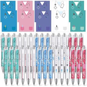 Geyoga 60 Pcs Funny Nurse Notepads with Pens Nurse Appreciation Gifts Set Mini Sticky Notes Funny Ballpoint Pens Bulk Medical Themed Memo Pads for Medical Doctors(Cute)