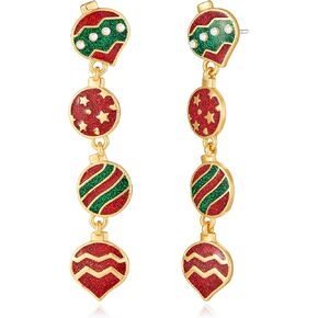 WOWORAMA Colorful Christmas Earrings for Women Crystal Christmas Light Bulb Earrings Cute Green Christmas Tree Tassel Earrings Jewelry Gifts