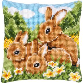 Vervaco Cross Stitch Cushion Rabbit Pattern 40 x 40 cm