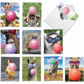 The Best Card Company 10 Blank Notecards w/Envelopes Box Set, 4 x 5.12 Inch, Wildlife Cards for Men Women and Kids - Critter Snow Angels M4187OCB-B1x10-NB
