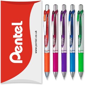 Pentel EnerGel XM BL77 - Retractable Liquid Gel Ink Pen - 0.7mm - 54% Recycled - Tropical Set of 5