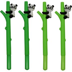Maydahui 12 PCS Tree Climbing Panda Gel Pen Cute Cartoon Animal Pens Soft Silicone Black Ink for Boys Office School Stationery Supplies