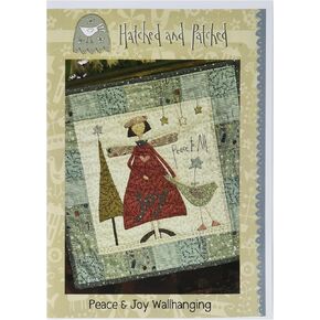 Hatched and Patched Peace and Joy Wall Hanging Pattern, Multi