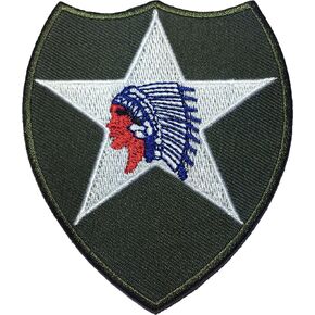 2nd Infantry Sign Badge US Army Indian Head Shoulder Sew on Iron on Embroidered Applique Patch (IRON-2ND-INDIAN-DIV)