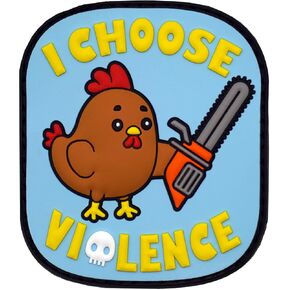 I Choose Violence Chainsaw Chicken PVC Morale Patch - Hook Backed, Funny Style PVC Patch for Tactical Backpack and Gear, Ideal for Meme Lovers, PVC Patch Collectors and Funny Patch - Custom Patches