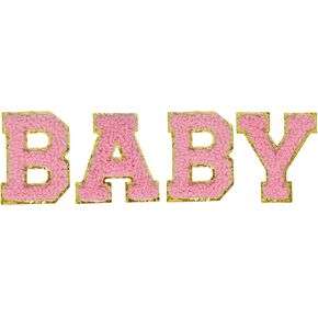 2.16" Pink Chenille Letter Patches, Self Adhesive Letters for Clothing, Stick on Letters for Cosmetic Bags Hats Backpacks Phonecase (Mama)