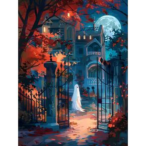 SKRYUIE Paint by Numbers Kit for Adults Beginner Halloween, Acrylic Oil Painting by Numbers Kits with PaintBrushes Art Crafts Canvas for Home Decor 16x20 inch / 40x50 cm B49821