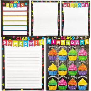 Juvale 5 Pack Classroom Poster Set, Includes Welcome Back to School Poster, Class Rules, Schedule, and Birthdays Chart, Teacher Supplies for Preschool and Elementary, Classroom Decorations, 17x22 in in Saudi Arabia