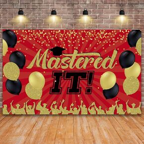 Mastered It Backdrop Banner | Masters Graduation Party Decor Photography Background | 2024 Graduation Party Cake Table Decorations | Congrats Grad Studio Photoshoot Props | 6 x 3.6 ft