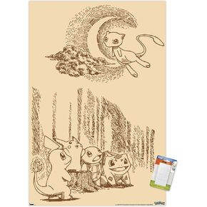 Trends International Pokémon - Sepia Scene Wall Poster