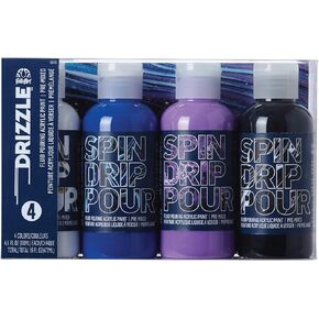 FolkArt, Galaxy Drizzle Pre-Mixed Acrylic Set, Set of 4 Premium High Gloss Finish Fluid Pouring Paints Perfect for Indoor & Outdoor Arts and Crafts Projects, 50415