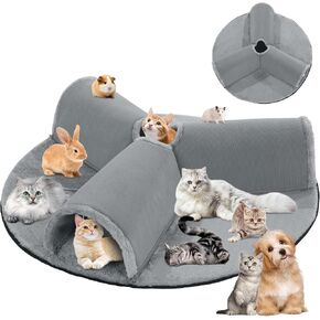 HOMBYS Extra Large 28" Cat Tunnel Bed for Indoor Cats, 2-in-1 Cat Bed with Y Shape Cat Tunnel, Cat Carpet Tunnel for Multi-Pets Family, Detachable, Washable for Cats and Small Pets