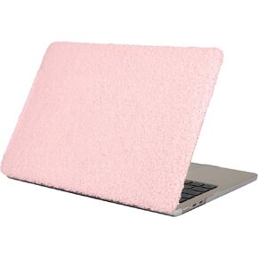 Compatible with MacBook Air 13 inch Case 2021 2020 2019 2018 Release M1 A2337 A2179 A1932 with Touch ID, Plush Fluffy Sherpa Hard Shell Case, Light Pink