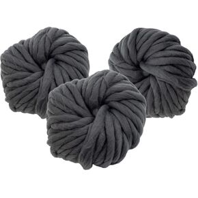 Chunky Vegan Wool Yarn 3 Pack (37 Yards Each Skein) -White- Fluffy Warm Thick Yarn for Soft Throw, Baby Blankets, Cozy Holiday Homemade Gifts, Arm Knitting, Crocheting, DIY Crafts & Art Projects