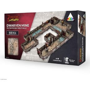 Dungeons & Lasers Dwarven Mine Terrain Set for DND and Tabletop RPG Games - Prepainted with Prismacast Technology - 5E Compatible with 28mm-32mm Miniatures - Fast Assembly