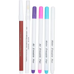 Zerodis Air Erasable Fabric Pen & Water Erasable Pen Set, 6Pcs Disappearing Ink Marking Pen, Fabric Marker, Temporary Marking for Tailor Cloth Sewing Tools
