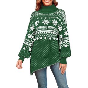 ZAFUL Women Christmas Sweater Oversized Pullover Sweaters Casual Loose Long Sleeve Knit Tops