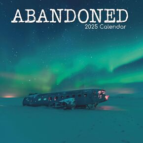 2025 Square Wall Calendar, Abandoned, 16-Month Arts & Antiques Theme with 180 Reminder Stickers (12x12 In)