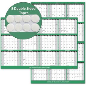 2025 Wall Calendar with Double Sided Tape for Wall hanging, Wet & Dry Erase Laminated, Size 12" x 18", 12 Month Annual Yearly Wall Planner, Reversible, Horizontal/Vertical (Purple)