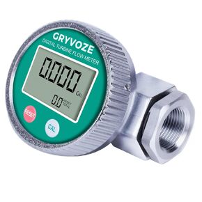 1 Inch Digital Diesel Fuel Flow Meter with 3/4 Inch Adapters, EMI Protection, Waterproof, 2.4-26.4 GPM Inline NPT Thread Fuel Meter for Gasoline, Gas Oil, Water, and Other Liquids.