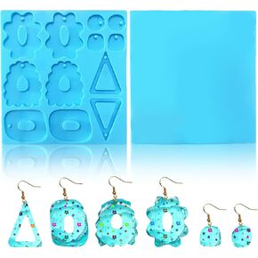 Resin Earring Mold, Silicone Resin Jewelry Mold for Epoxy Resin, Irregular Shape Dangle Pendant Mold for Earring, Necklace, Keychains, Pendant, Jewelry Making DIY Crafts Supplies for Women