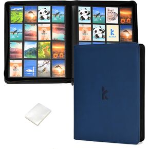 16 Pocket Card Binder, 1000+ Trading Card Binder with 100 Card Sleeves, PU Leather, Ringless and Zip Protect, Side Loading Card Collection Binder for Trading Cards and Collectible Cards (Blue)