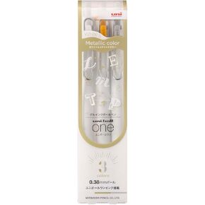 Mitsubishi Pencil UMNSC38WGS3C Gel Ballpoint Pen Uni-Ball One 0.38 White, Gold, Silver 3 Pens