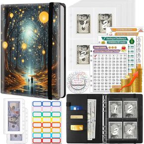 Money Saving Binder, 100 Envelopes Money Saving Challenge, Cash Envelopes Budget Binder & 3 Budgeting Planner Trackers, PU Leathers A5 Money Saving Planner Book，African American Women Girl