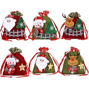 Snadulor 6 Pcs Christmas Gift Doll Bags,Christmas Candy Bags,Cute Christmas Eve Apple Bags for Christmas Holiday Party Favor,Random Colors.