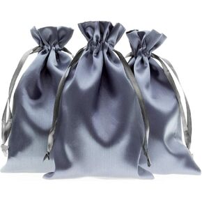 حقائب هدايا من الساتان الفضي مقاس 10.16 سم × 15.24 سم، وحقائب مجوهرات، وحقائب برباط لحفلات الزفاف، وحقائب هدايا عيد الميلاد لاستحمام الطفل، 50 لكل عبوة in Kuwait