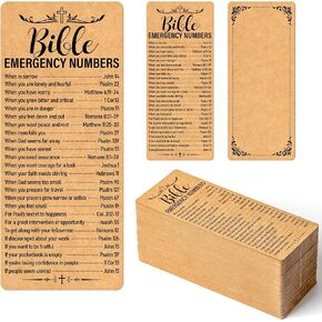 120 Pcs Kraft Paper Bible Emergency Numbers Bookmark Christian Bookmarks Bible Verse Bookmarks for Church Welcome Gifts Sunday School Prayer Reading Rewards 2.28 x 5.31inch