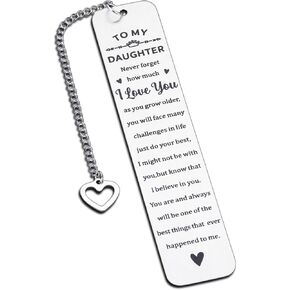 Daughter Gifts from Mom Dad Bookish Items for College Girls Inspirational Bookmark Gifts for Women 16th 18th Birthday Gift for Daughter Thinking of You Gifts for Kids Daughter Stepdaughter Love Gifts