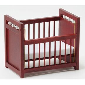 Dollhouse Miniature Crib, Mahogany