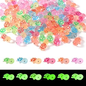 100pcs Luminous Mini Sea Turtle Figurine, Glow in The Dark Tiny Resin Miniature Tortoise Figures Small Marine Animals Toys for Dollhouse Landscape Aquarium Prank Game Garden Decoration (6 Colors)