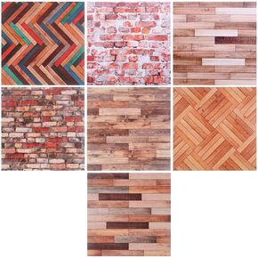 Toyvian 7 Sheets Dollhouse Wallpaper Peel and Stick, Self-Adhesive Vintage Miniature Wall Sticker Floorboards, PVC, 4x4 Inches, DIY Cuttable, Ideal for Dollhouse Decoration, Micro Landscape