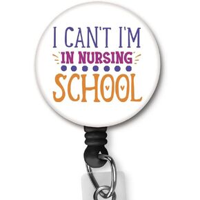 I Can't I'm In Nursing School Nurse Badge Clip ID Name Card Keychain Retractable Badge Reel Alligator Clip Nylon Cord Nurse Doctor Lanyard