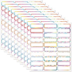 Colorful Waterproof Name Stickers Handwritten Mug Stickers Grid Bag Filing Bag Sorting Labels Children's Cartoon Name Stickers 10 Sheets Totalling 300 Labels (Label Sticker B)