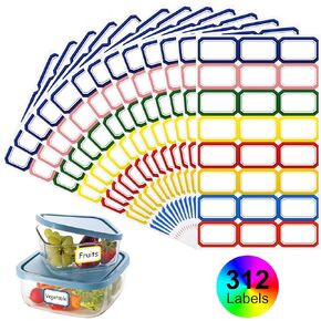 312 Colorful Label Stickers, 1 3/10" X 3/4" Adhesive Labels, Name Tags, Labels for File Folder Storage Bins Food Containers School Supplies