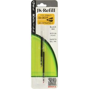 Zebra JK Refills for G301Gel Rollerball Pens, Medium Point, 2/Pack, Black Ink, PK - ZEB88112