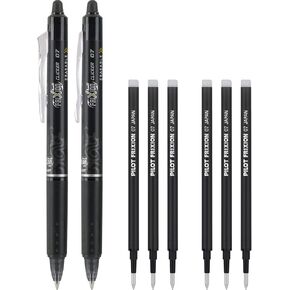 PILOT Frixion Erasable Pens - Clicker Fine Point - Refillable & Retractable 2 Erasable Gel Pens With 6 Refills