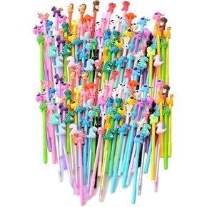 YYaaloa 140pcs Cute Cartoon Novelty Gel Ink Pens Cartoon Animal Writing Pens 0.5 mm Black Ink Assorted Styles Fun Kawaii Pens Bulk for Kids Office School Supplies (140 Piece Assortment, Black)
