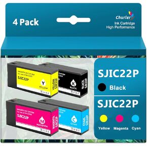 Remanufactured Ink Cartridge Replacement for SJIC22P Ink Cartridge Kit for TM-C3500 Colorworks C3500 C3510 C3520 Printer (4 Pack)
